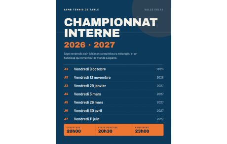 Championnat interne 2026-2027 : c'est reparti !